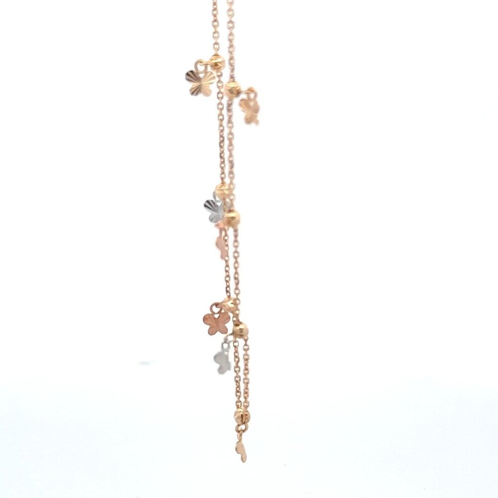 18K Gold Bracelet Butterflies Charms Three Tones Size 8 inches 2.54 grams - Picture 5 of 6